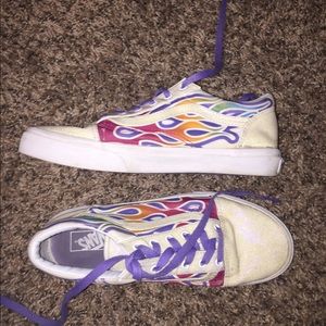 Girls 6 rainbow flame vans
